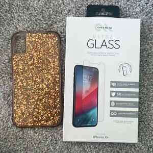 Gold glitter case & Ultra Glass Screen Protector for iPhone XR from Casemate